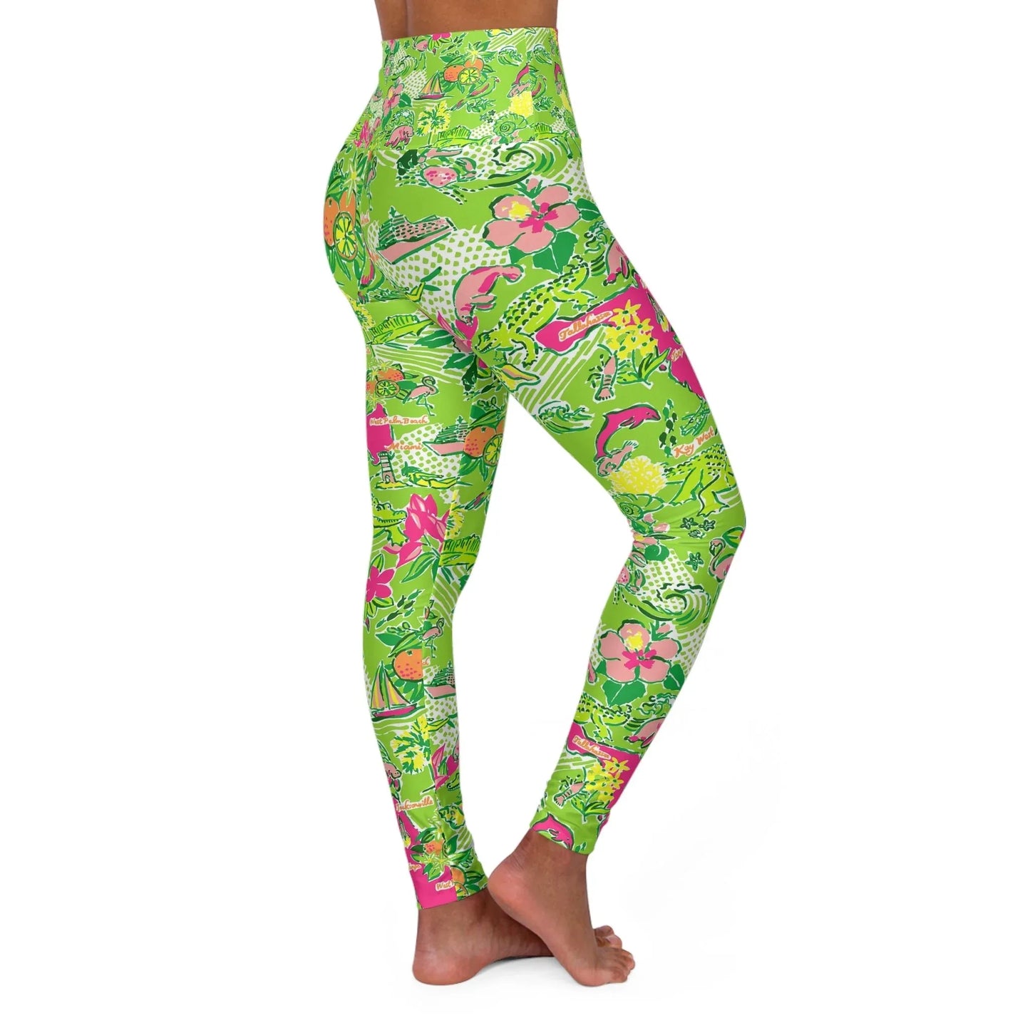 Sunshine State High Waisted Yoga Leggings - All Over Prints