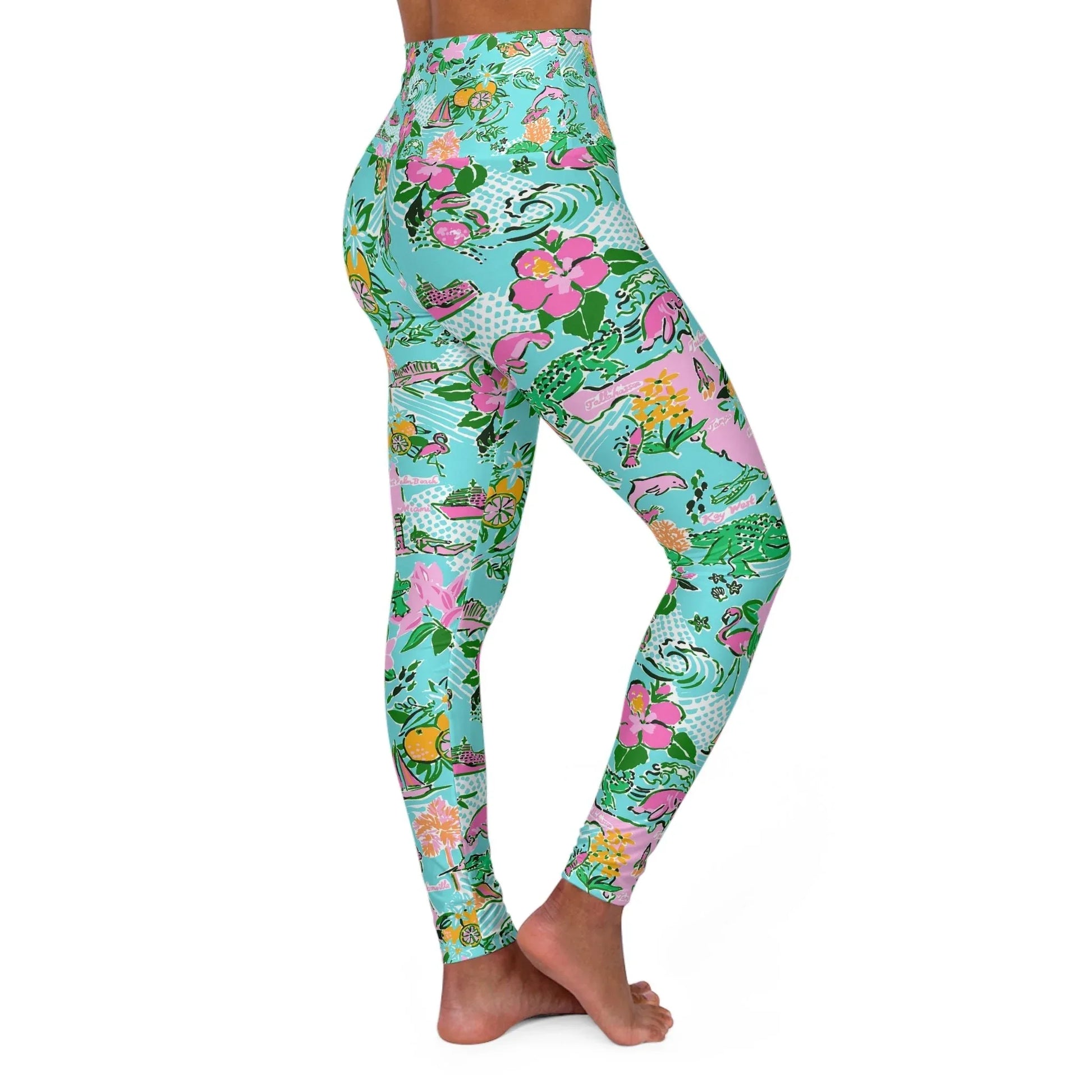 Sunshine State High Waisted Yoga Leggings - All Over Prints