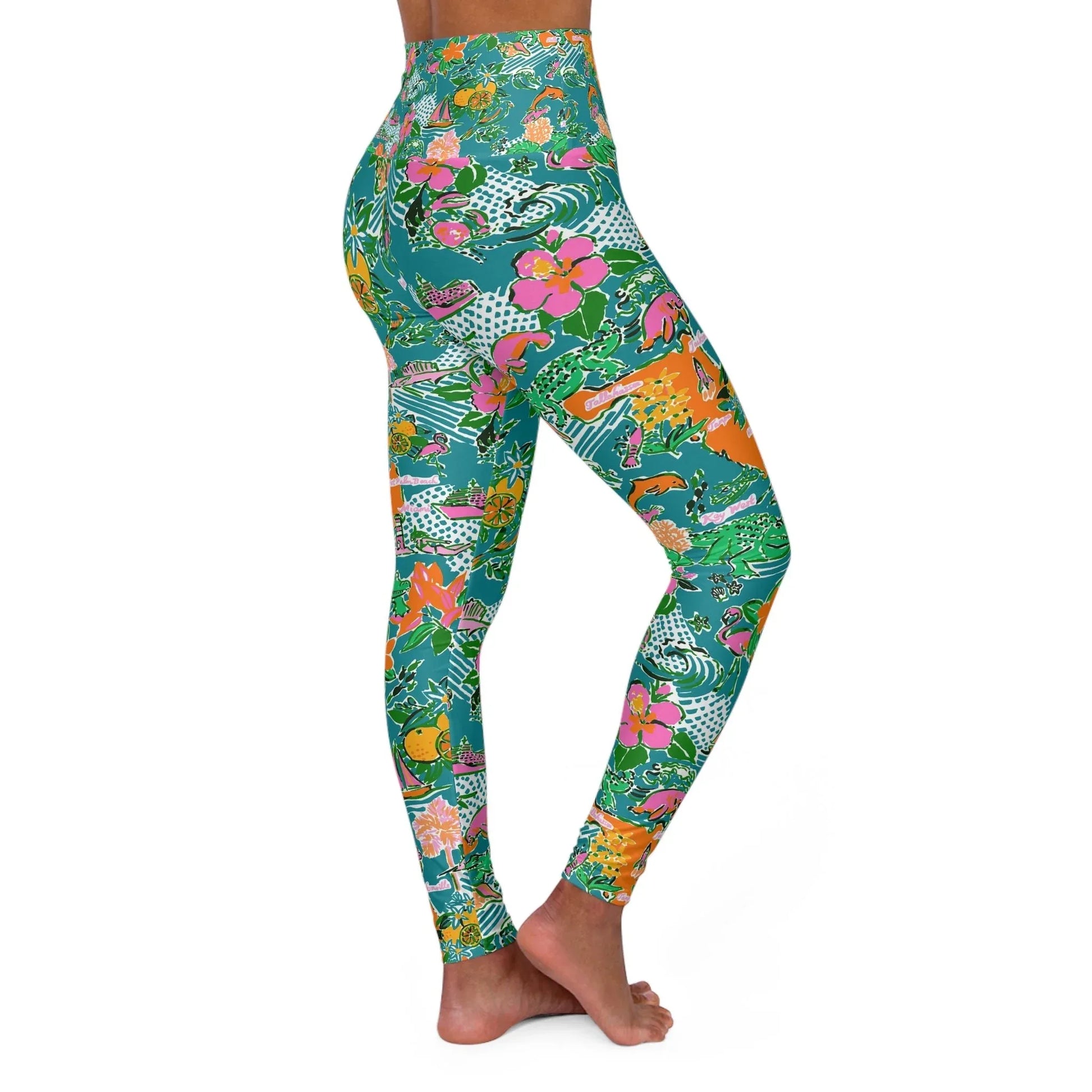 Sunshine State High Waisted Yoga Leggings - All Over Prints