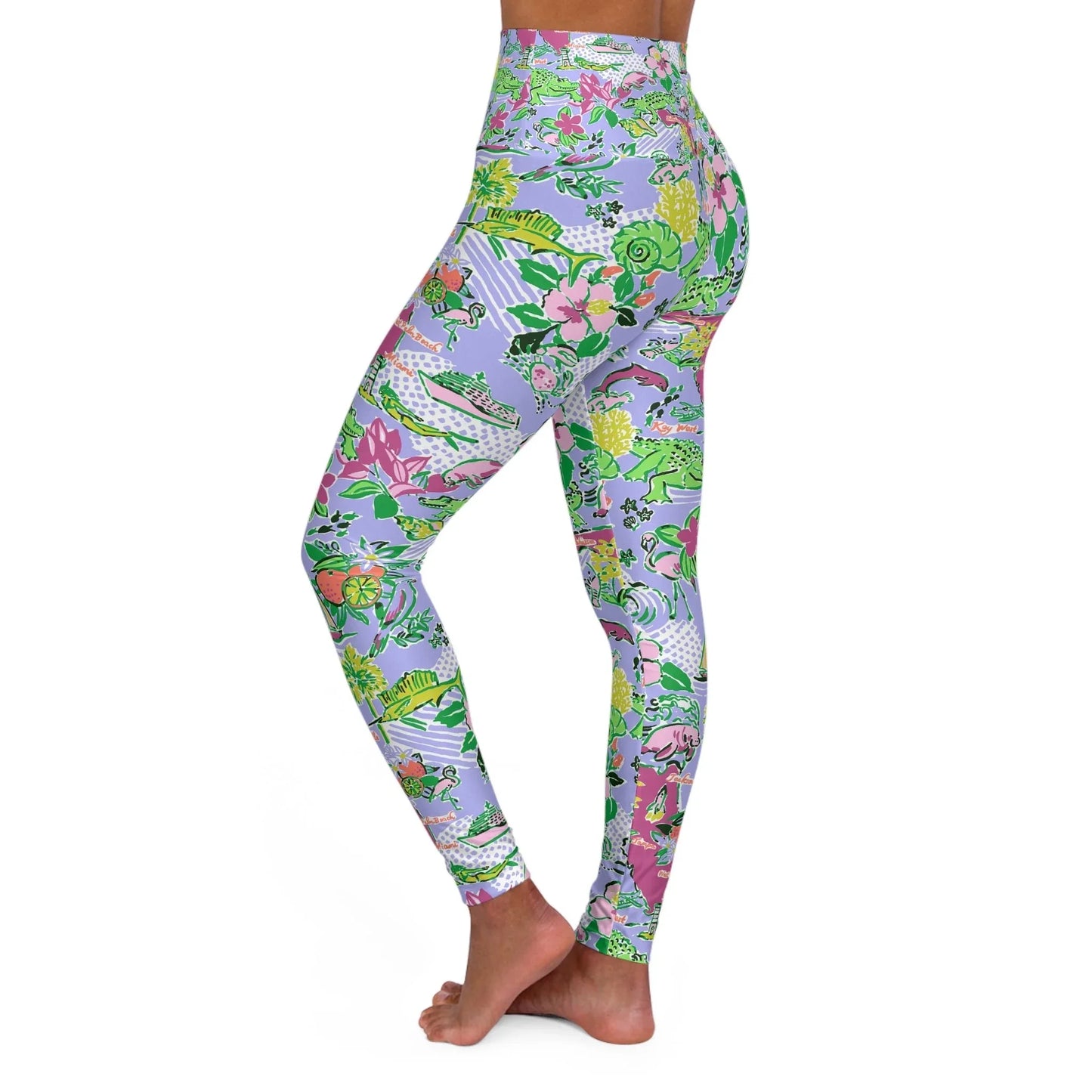 Sunshine State High Waisted Yoga Leggings - All Over Prints