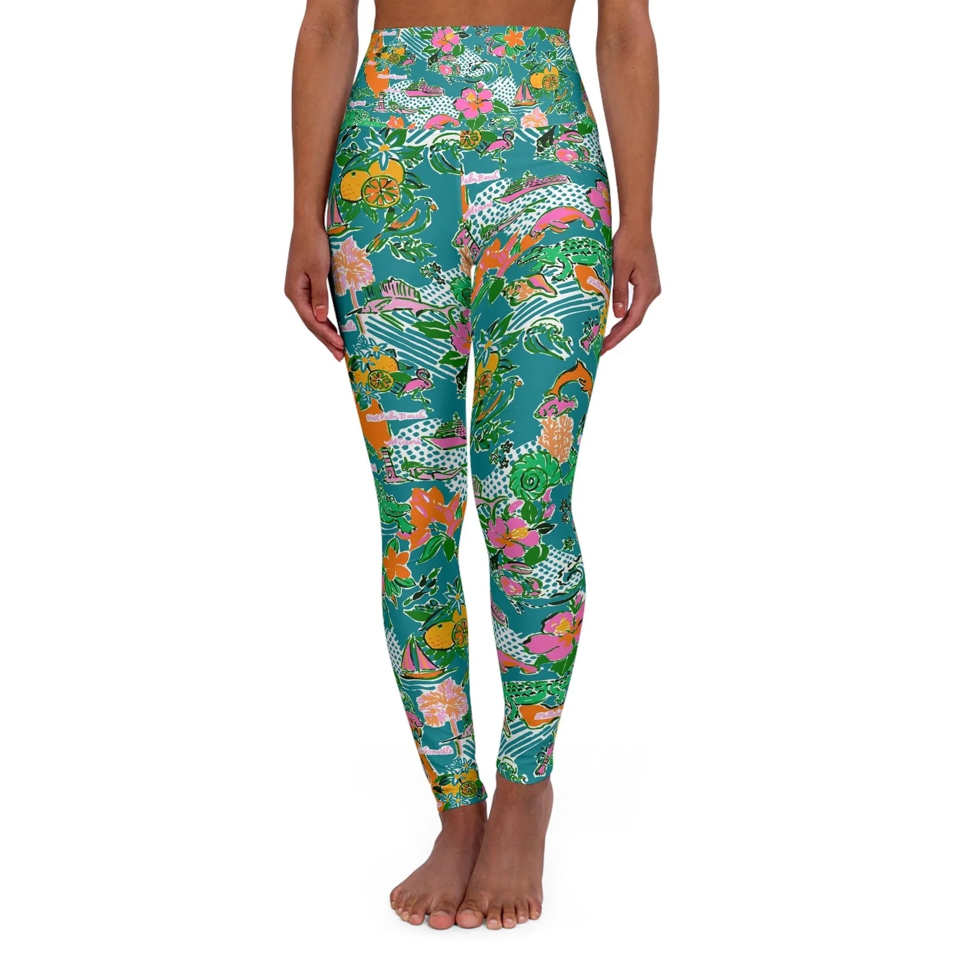 Sunshine State High Waisted Yoga Leggings - XS - All Over Prints