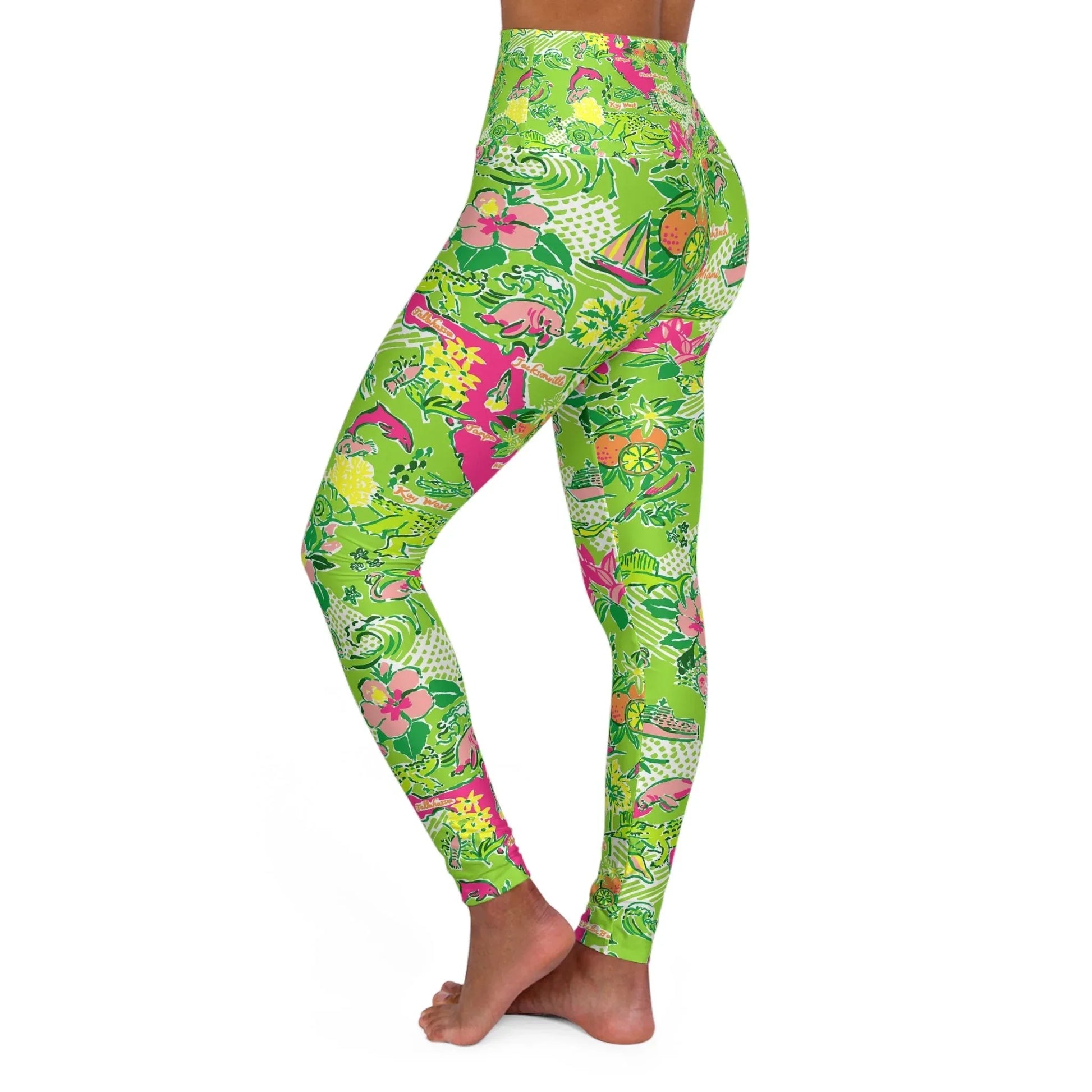 Sunshine State High Waisted Yoga Leggings - All Over Prints