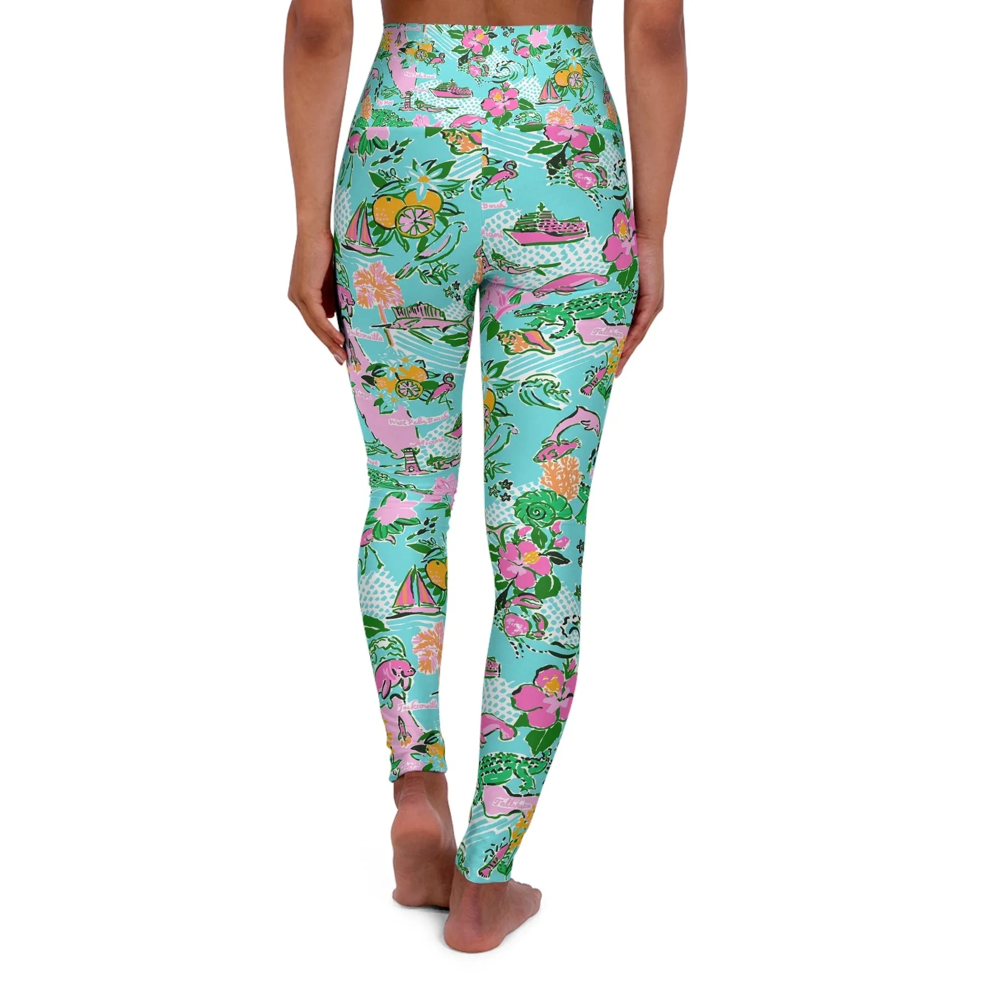 Sunshine State High Waisted Yoga Leggings - All Over Prints