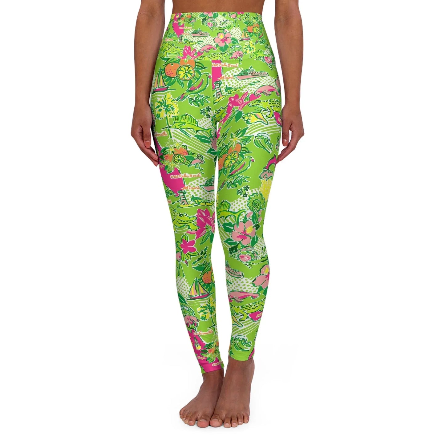 Sunshine State High Waisted Yoga Leggings - XS - All Over Prints