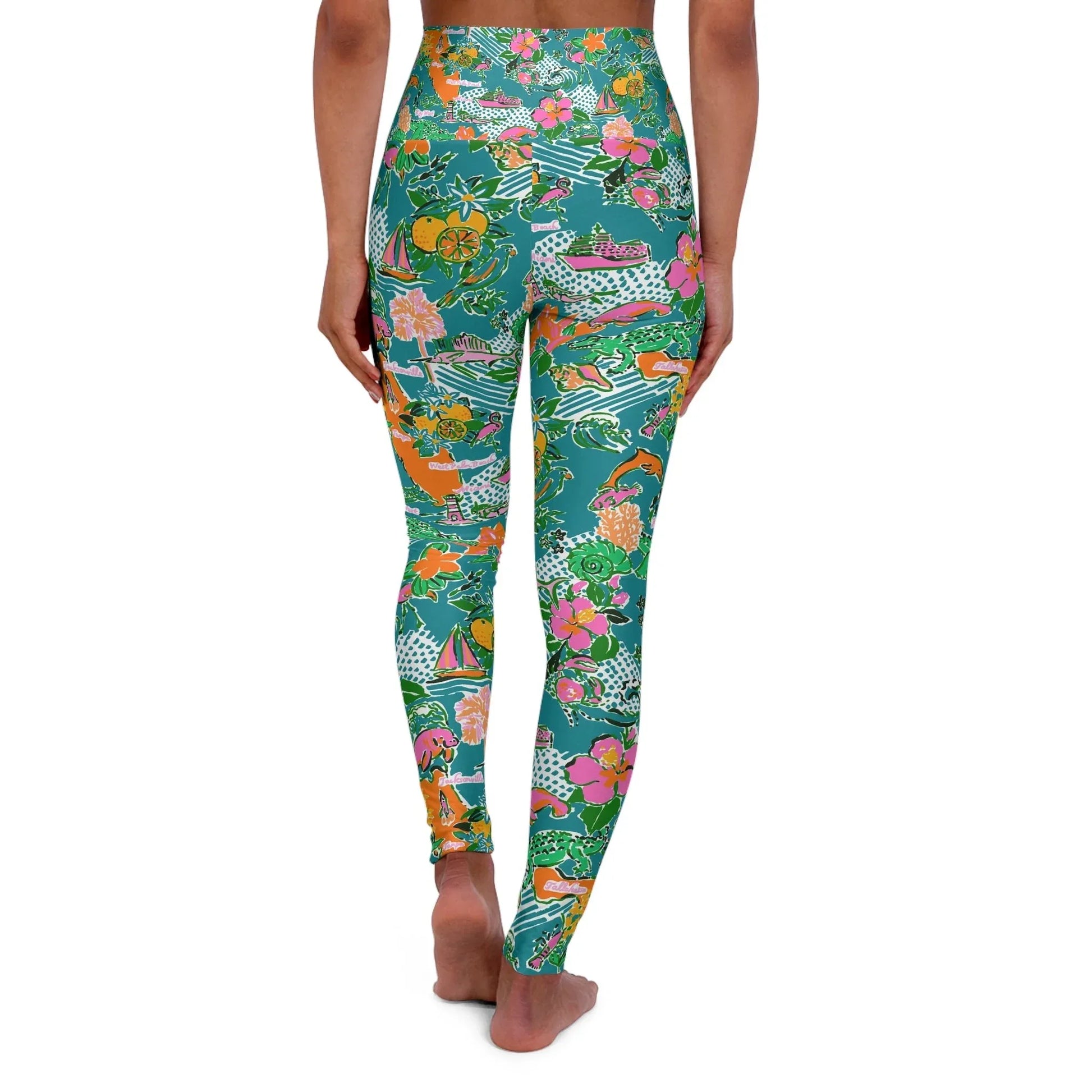 Sunshine State High Waisted Yoga Leggings - All Over Prints