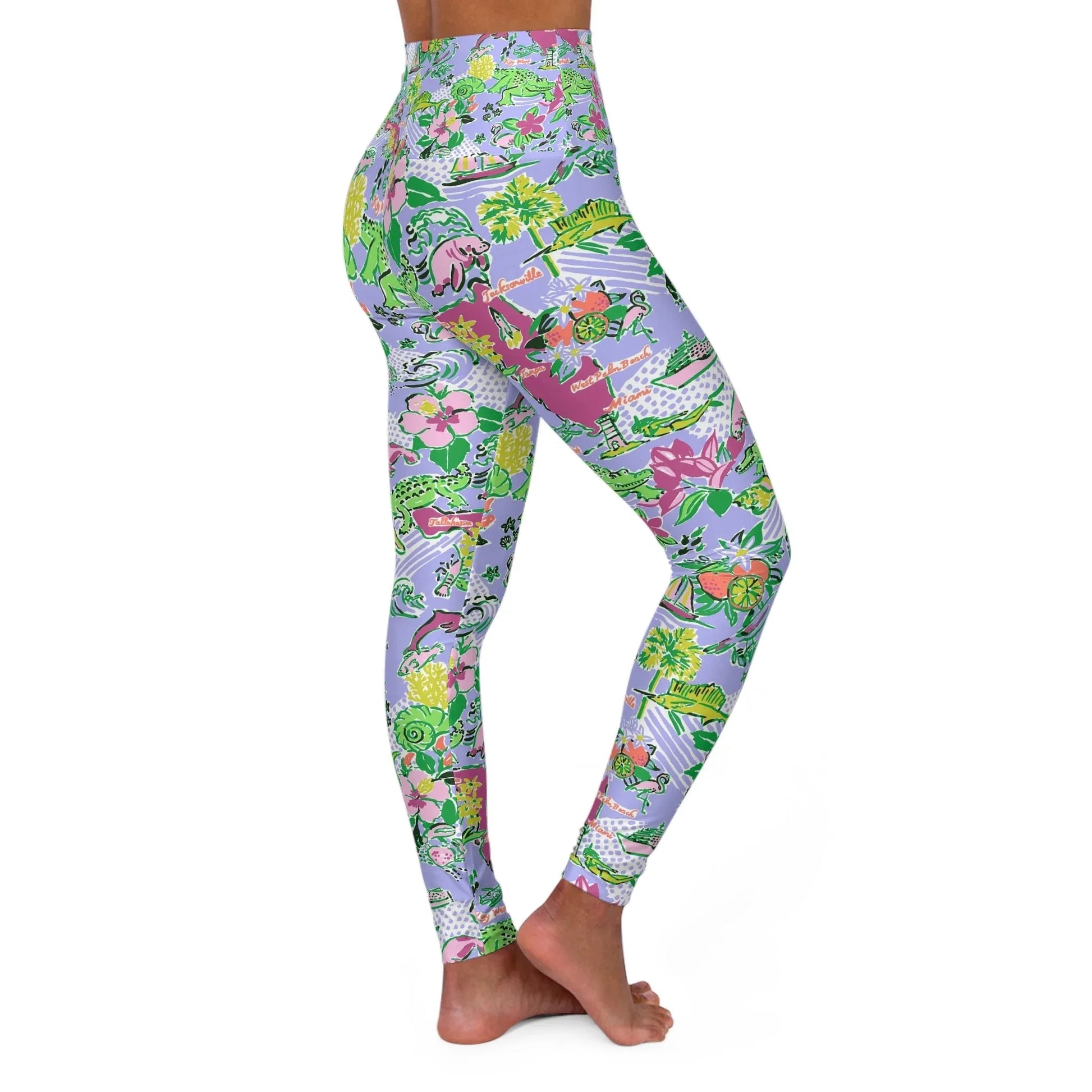 Sunshine State High Waisted Yoga Leggings - All Over Prints