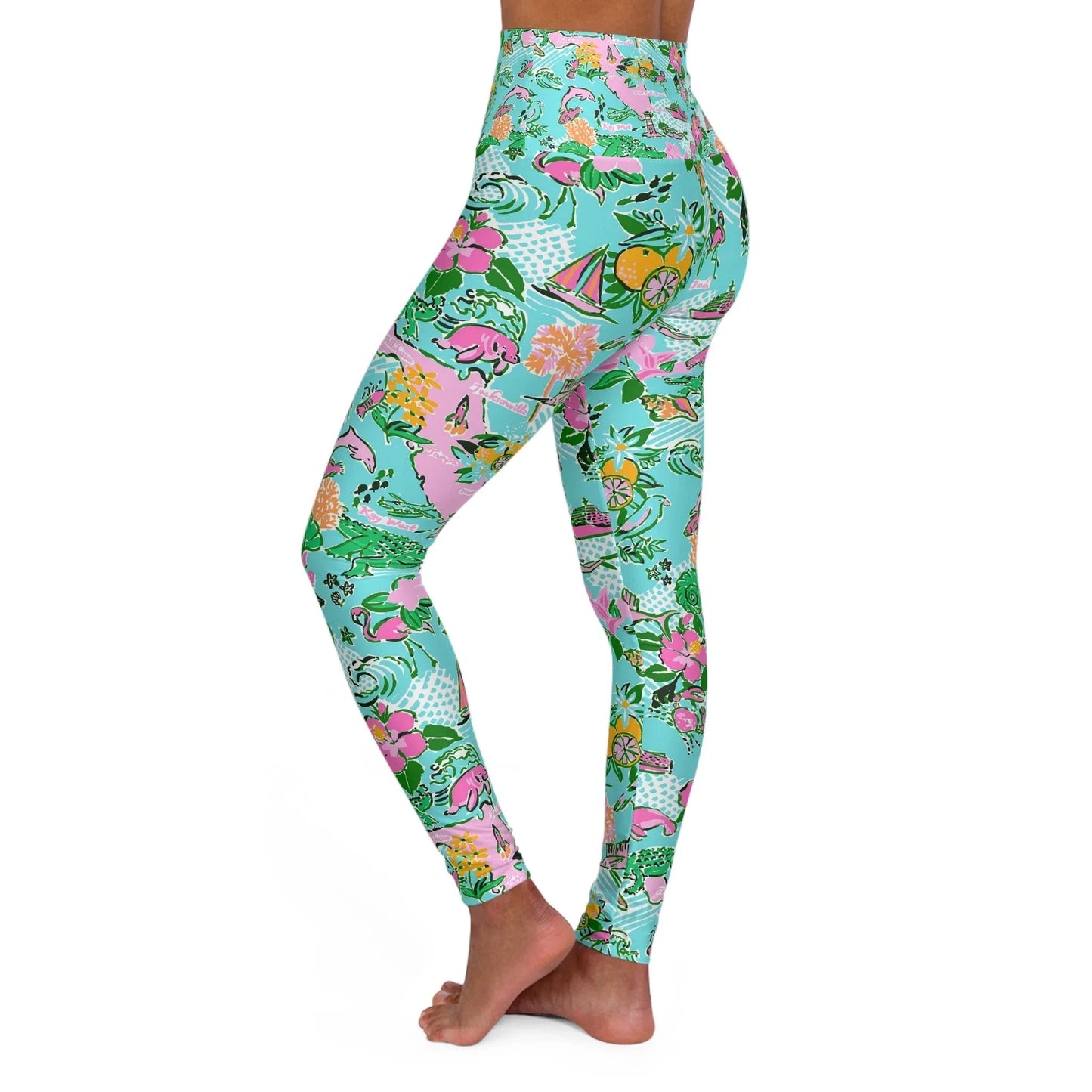 Sunshine State High Waisted Yoga Leggings - All Over Prints