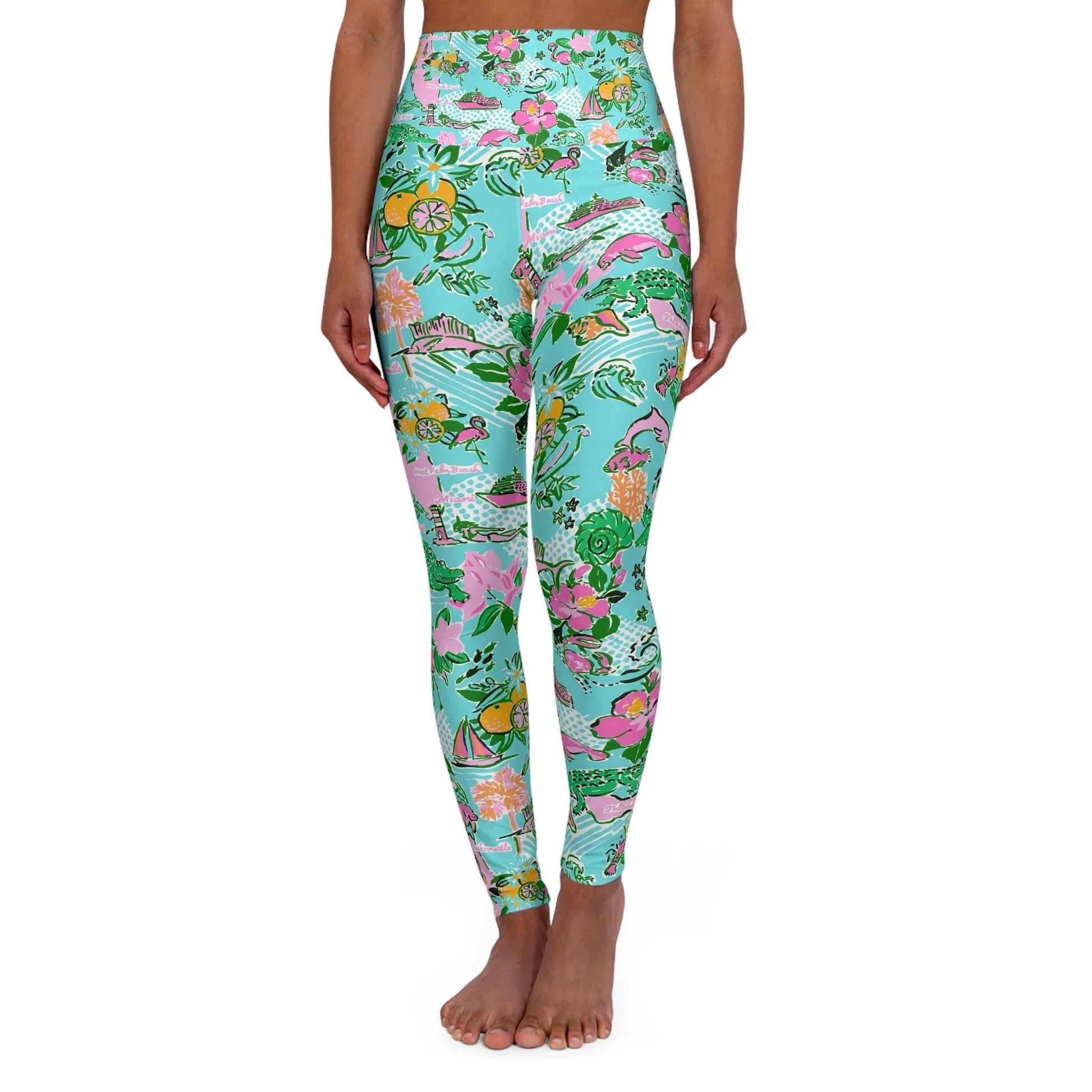 Sunshine State High Waisted Yoga Leggings - XS - All Over Prints