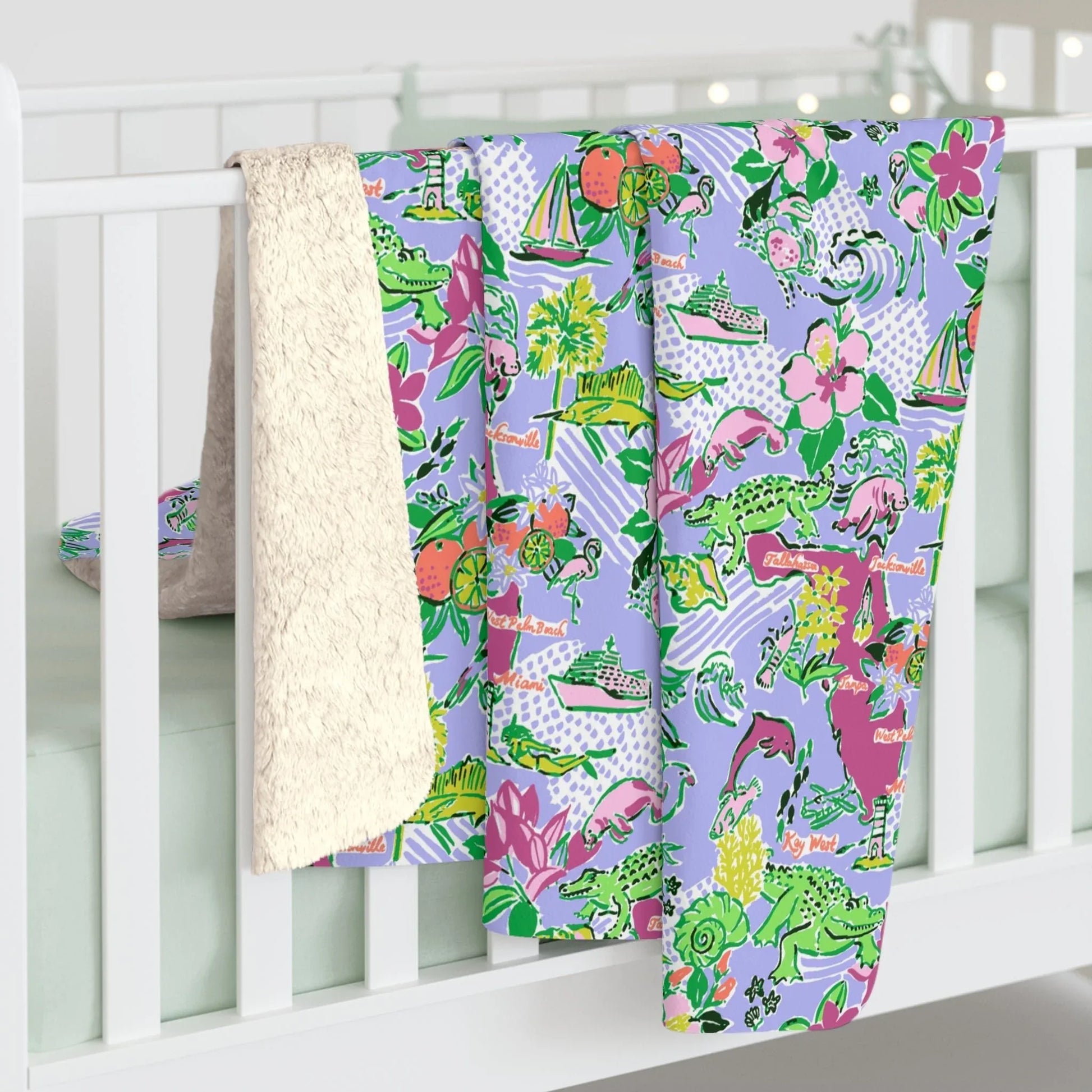 Sunshine State Sherpa Fleece Blanket - 50’’ × 60’’ - Home Decor