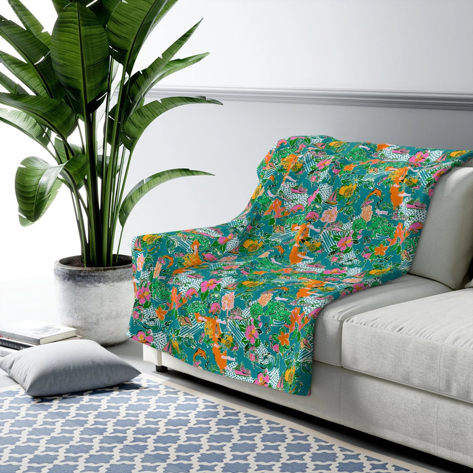 Sunshine State Sherpa Fleece Blanket - 50’’ × 60’’ - Home Decor