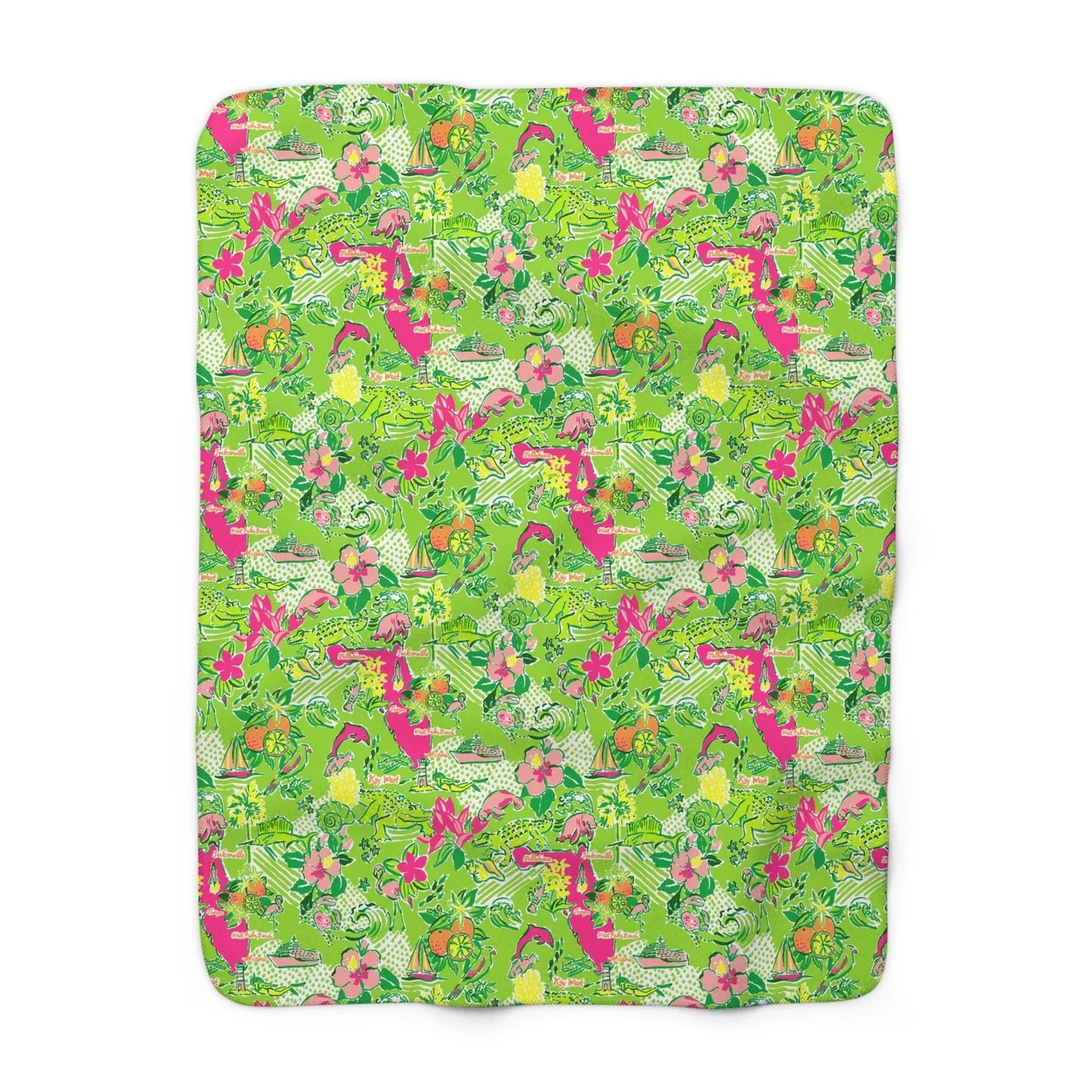 Sunshine State Sherpa Fleece Blanket - 50’’ × 60’’ - Home Decor