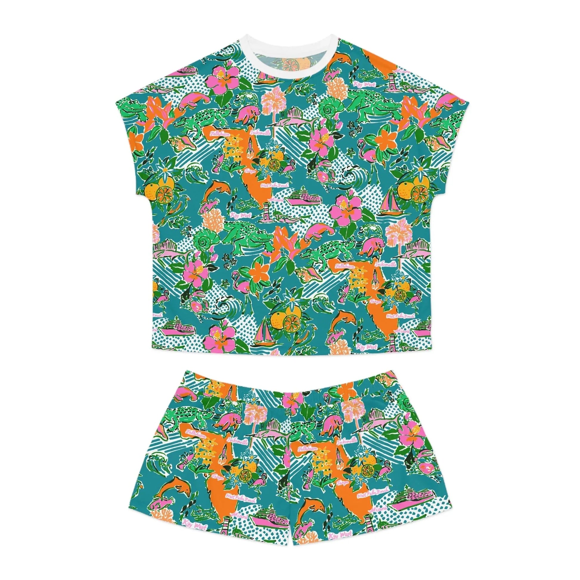 Sunshine State Women’s Short Pajama Set - S / White - All Over Prints