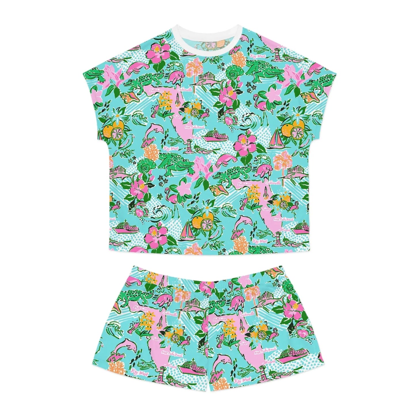 Sunshine State Women’s Short Pajama Set - S / White - All Over Prints