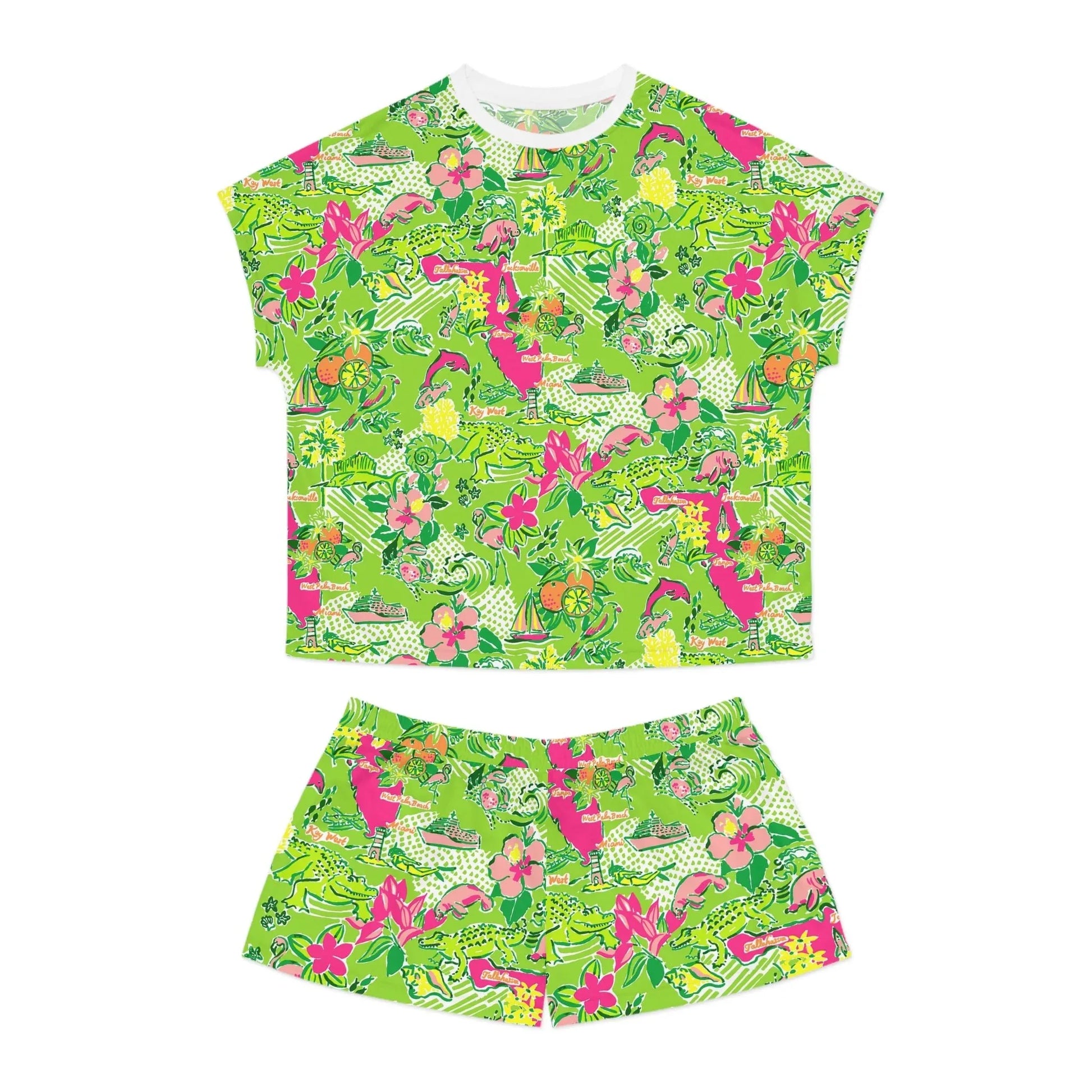 Sunshine State Women’s Short Pajama Set - S / White - All Over Prints