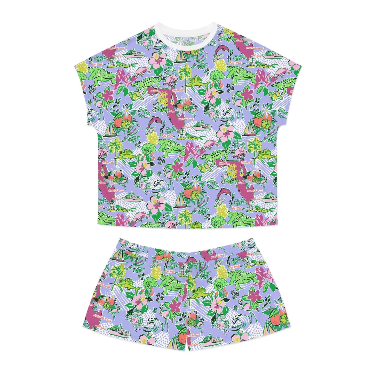 Sunshine State Women’s Short Pajama Set - S / White - All Over Prints