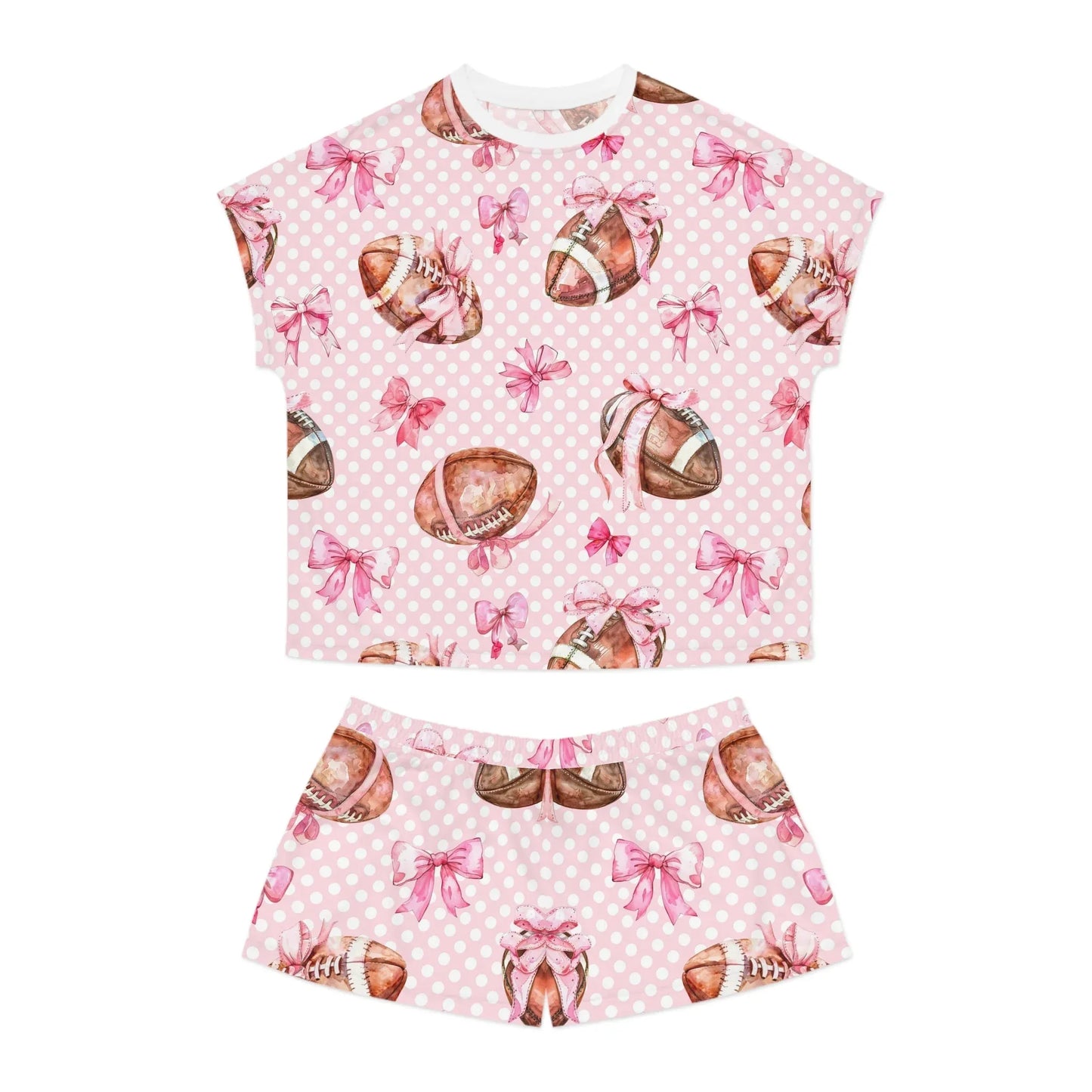 Touchdown Women’s Short Pajama Set - S / White - All Over Prints