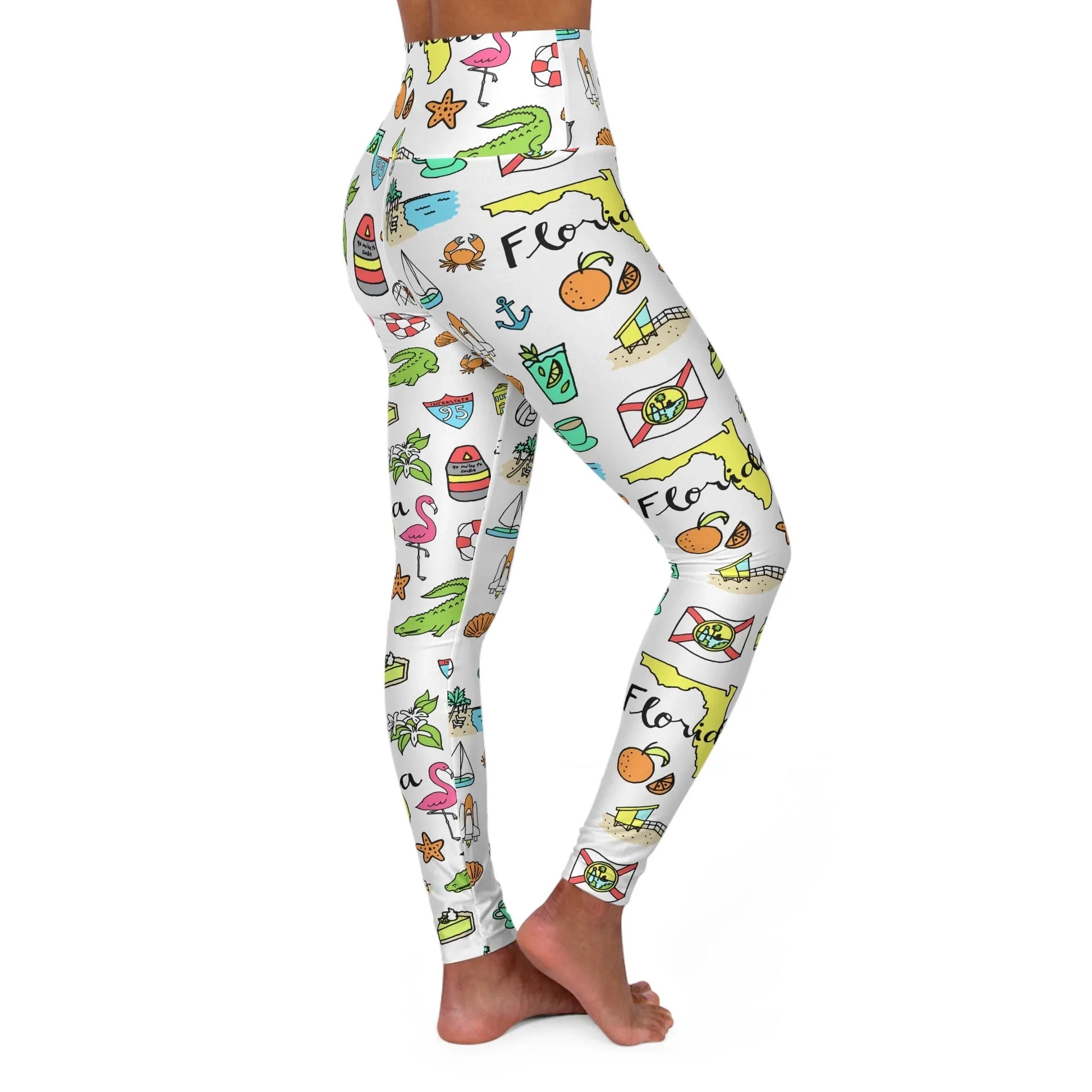 Tropicool Florida High Waisted Yoga Leggings - All Over Prints