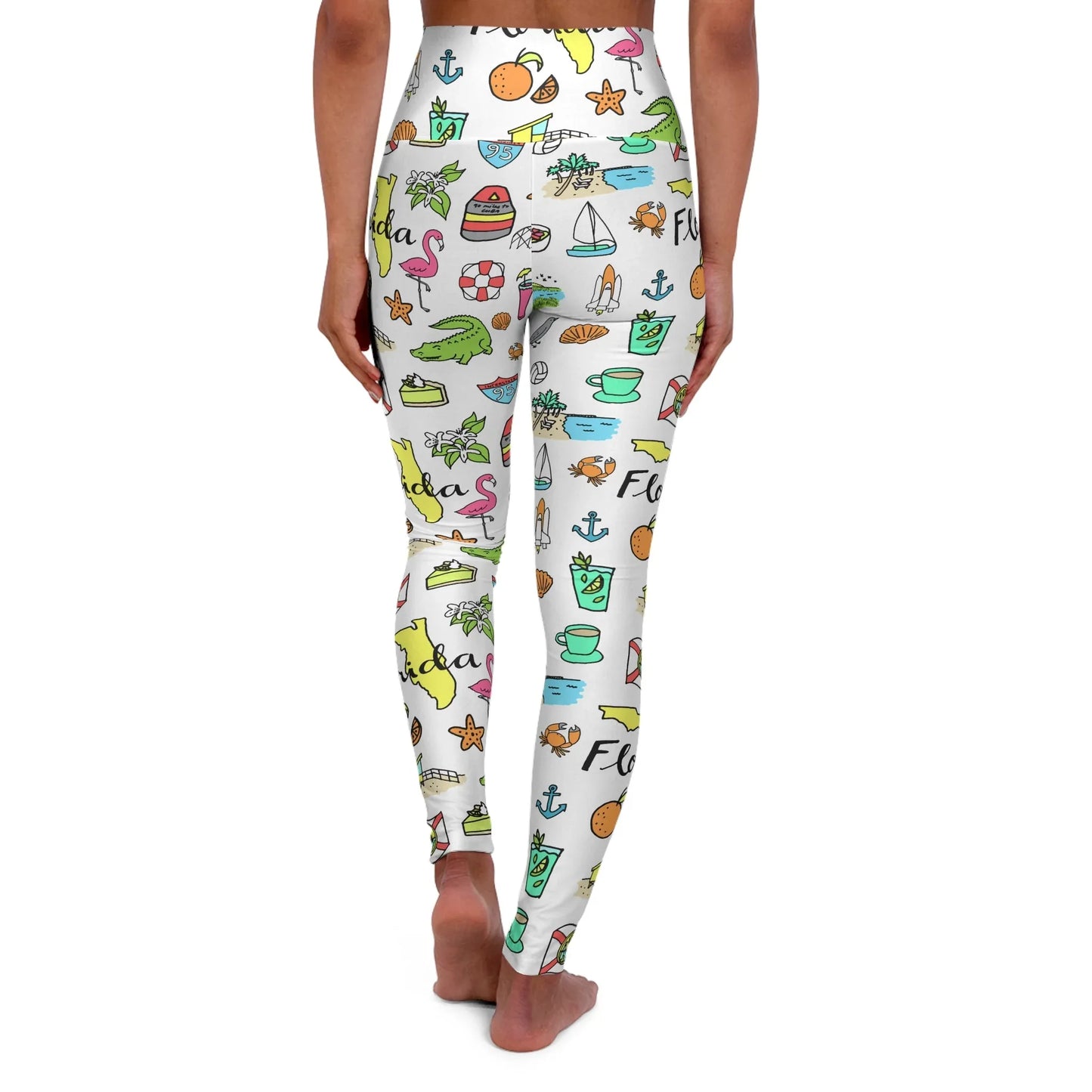 Tropicool Florida High Waisted Yoga Leggings - All Over Prints