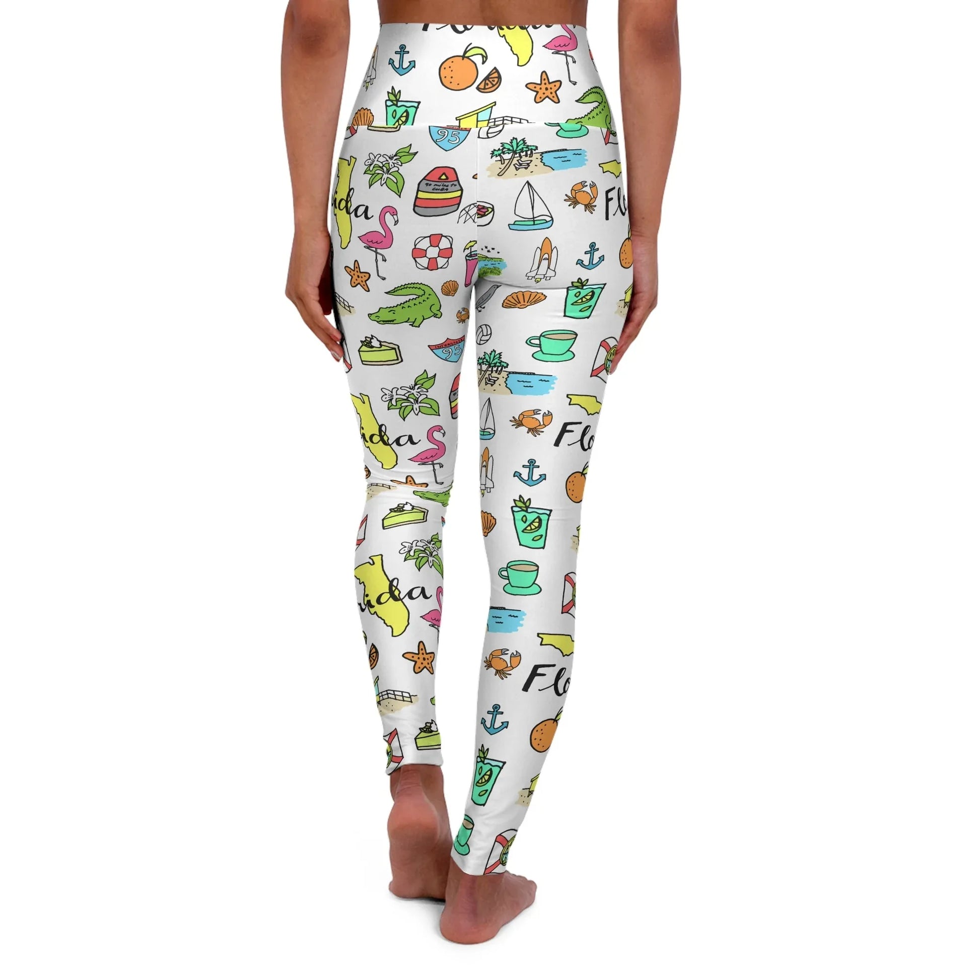 Tropicool Florida High Waisted Yoga Leggings - All Over Prints