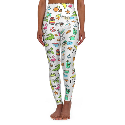 Tropicool Florida High Waisted Yoga Leggings - XS - All Over Prints