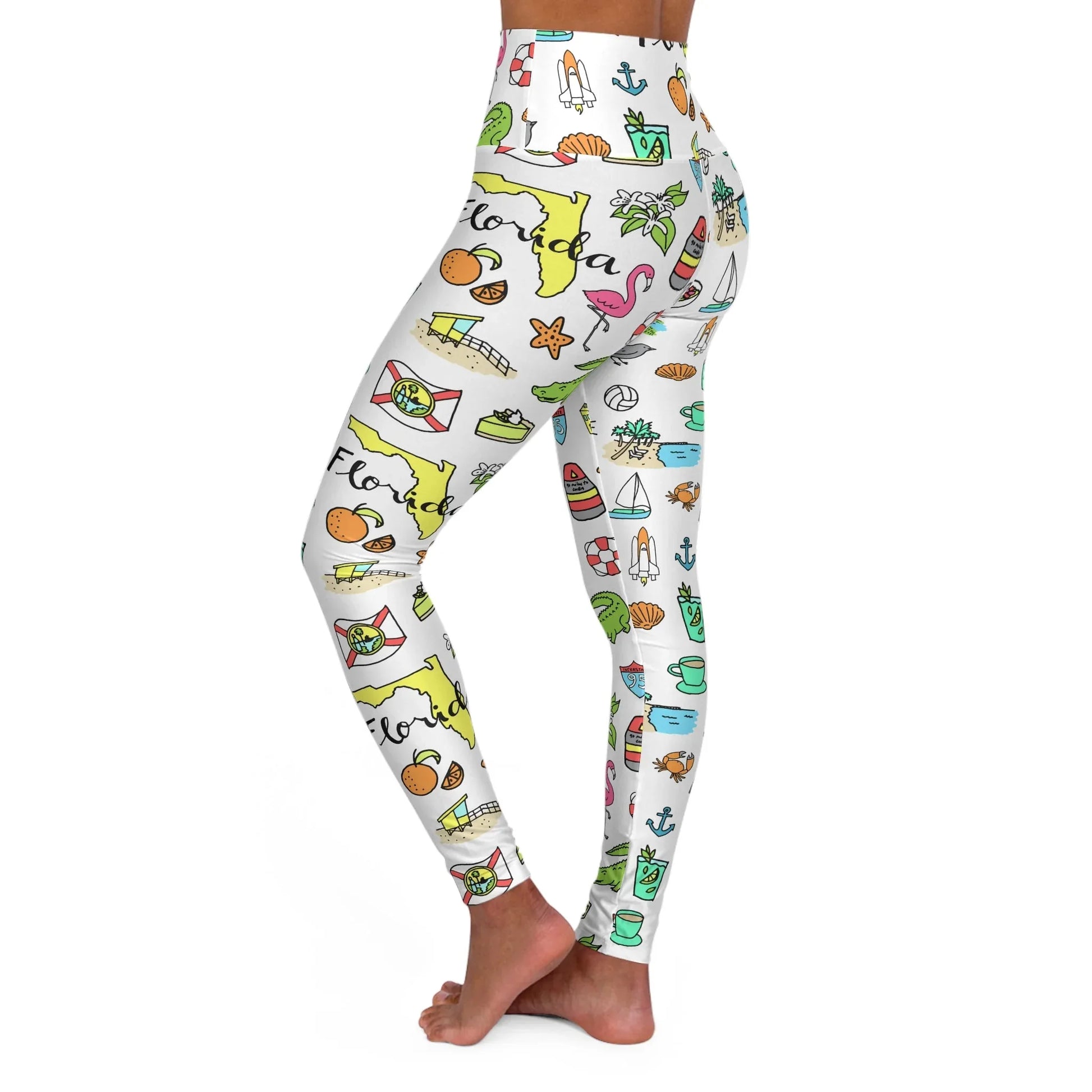 Tropicool Florida High Waisted Yoga Leggings - All Over Prints