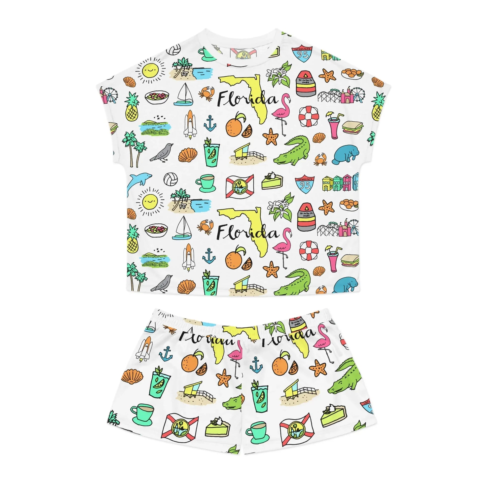 Tropicool Florida Women’s Short Pajama Set - S / White - All Over Prints