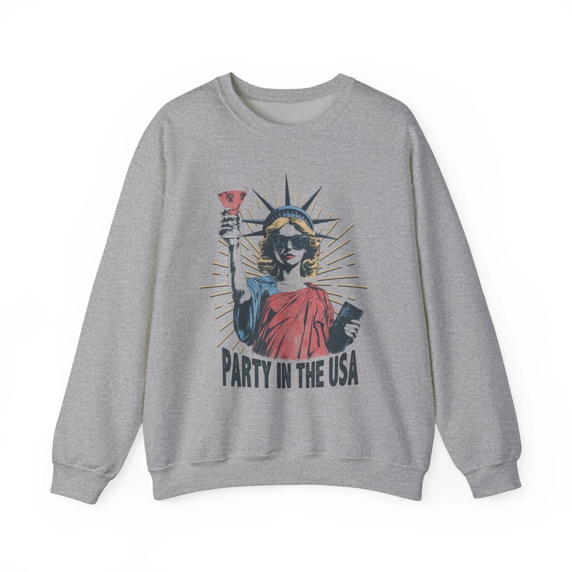 USA Party Vibes Sweatshirt | Unisex - Sport Grey / S