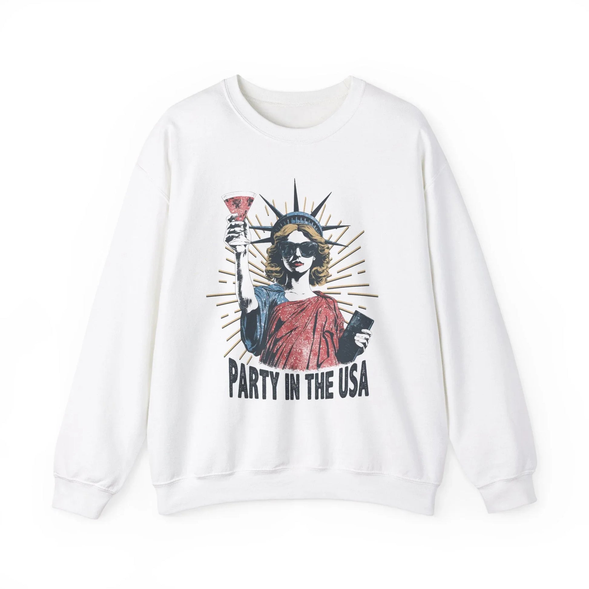 USA Party Vibes Sweatshirt | Unisex - White / S