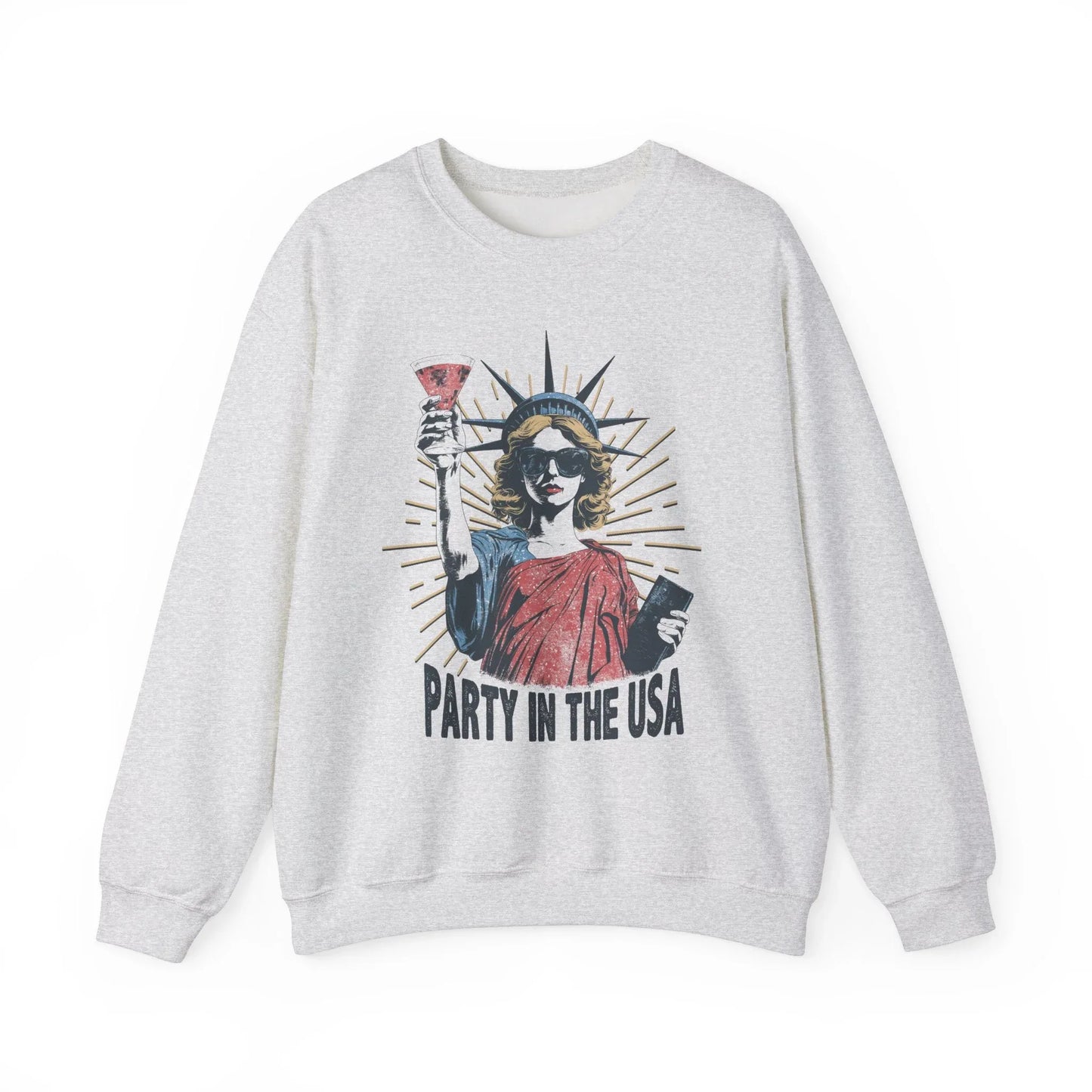 USA Party Vibes Sweatshirt | Unisex - Ash / S