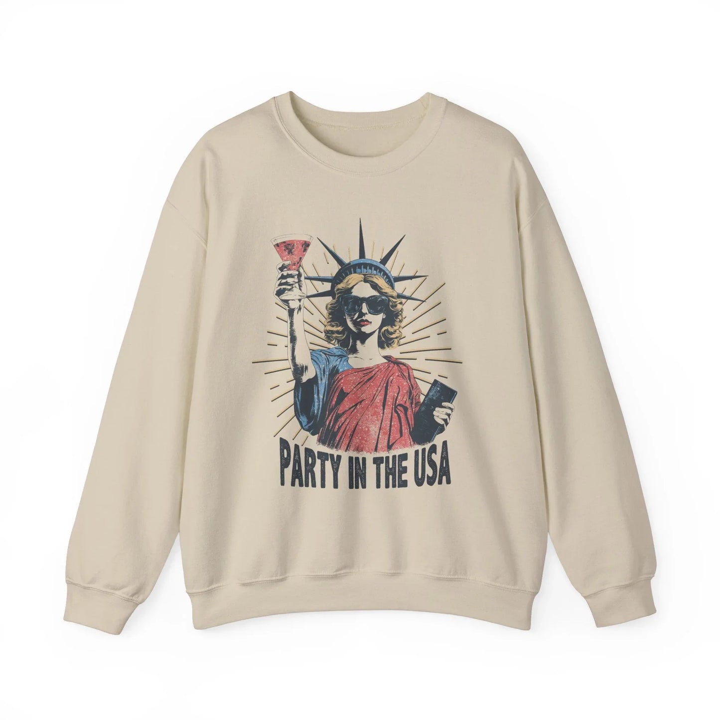 USA Party Vibes Sweatshirt | Unisex - Sand / S